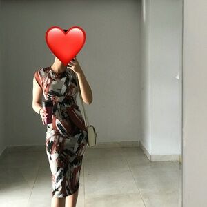 Zara Multicolor Abstract Midi Dress